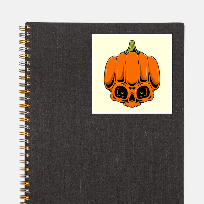 The Pumpkin Skull-None-Glossy-Sticker-Alundrart