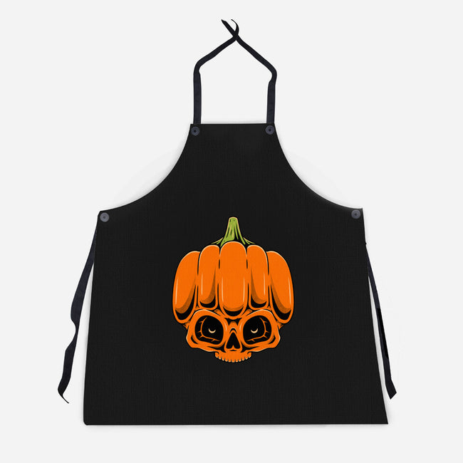 The Pumpkin Skull-Unisex-Kitchen-Apron-Alundrart