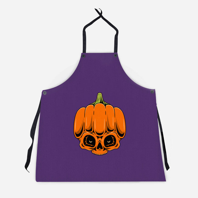 The Pumpkin Skull-Unisex-Kitchen-Apron-Alundrart