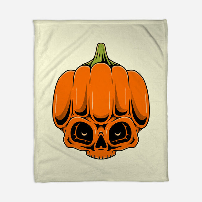 The Pumpkin Skull-None-Fleece-Blanket-Alundrart