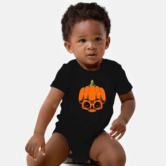 The Pumpkin Skull-Baby-Basic-Onesie-Alundrart