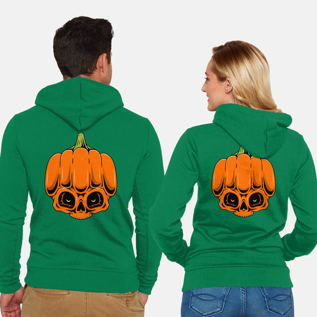 The Pumpkin Skull-Unisex-Zip-Up-Sweatshirt-Alundrart