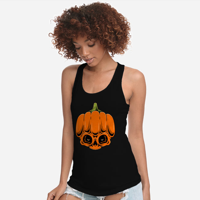 The Pumpkin Skull-Womens-Racerback-Tank-Alundrart