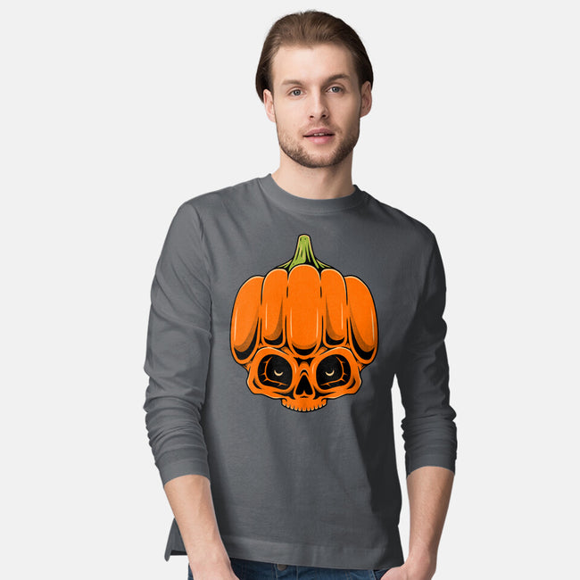 The Pumpkin Skull-Mens-Long Sleeved-Tee-Alundrart