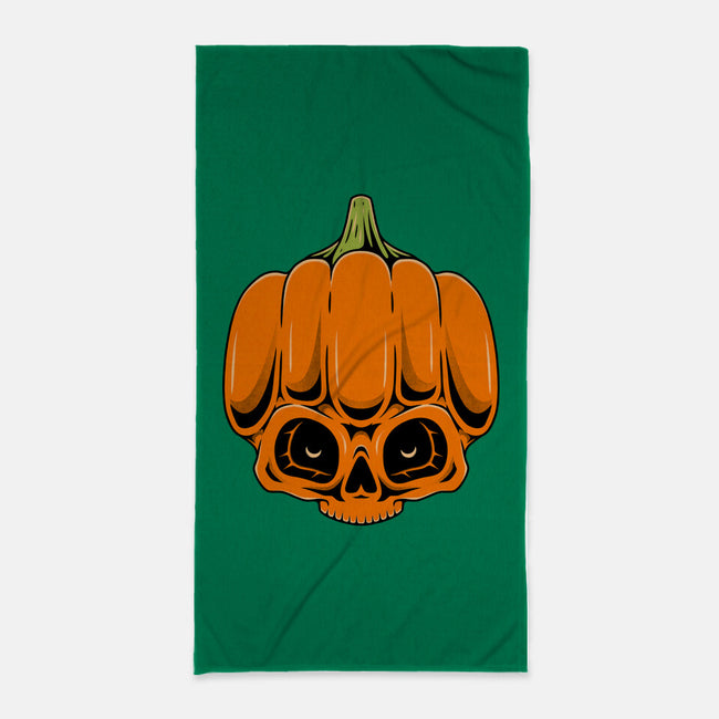 The Pumpkin Skull-None-Beach-Towel-Alundrart