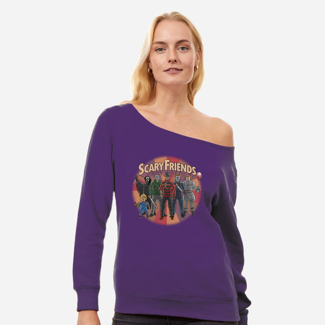 Scary Friends-Womens-Off Shoulder-Sweatshirt-tonynichols