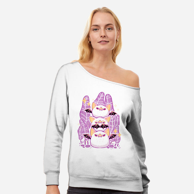 Cute Honduran White Bats-Womens-Off Shoulder-Sweatshirt-xMorfina