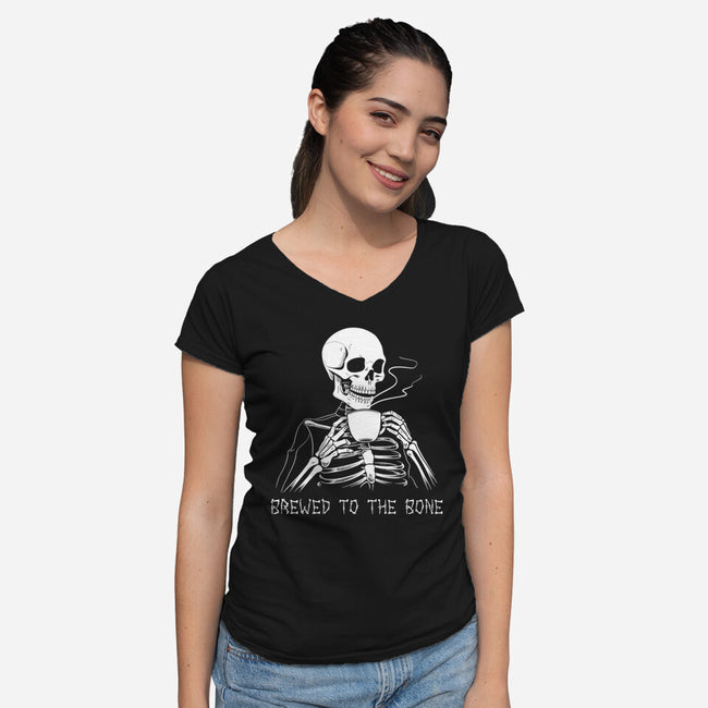 Brewed To The Bone-Womens-V-Neck-Tee-neverbluetshirts