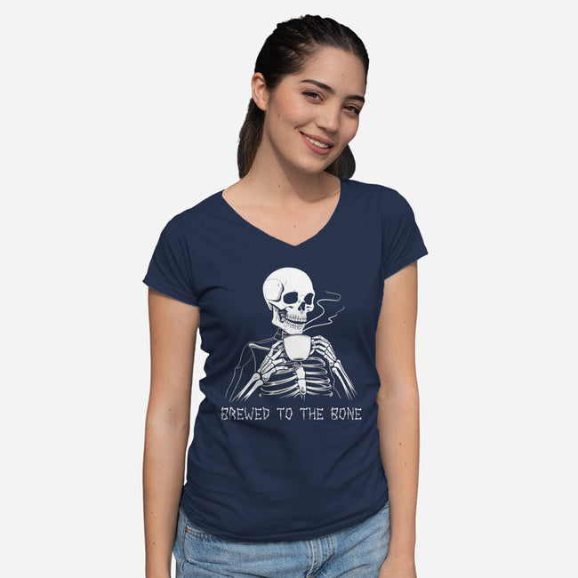 Brewed To The Bone-Womens-V-Neck-Tee-neverbluetshirts