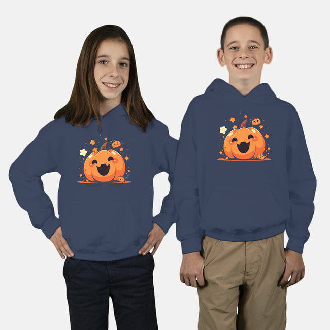 Kawaii Pumpkin Halloween-Youth-Pullover-Sweatshirt-neverbluetshirts