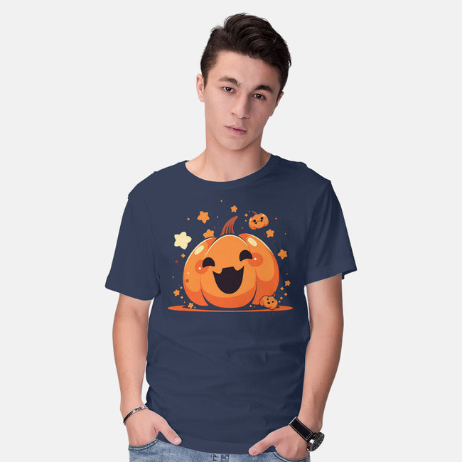 Kawaii Pumpkin Halloween-Mens-Basic-Tee-neverbluetshirts