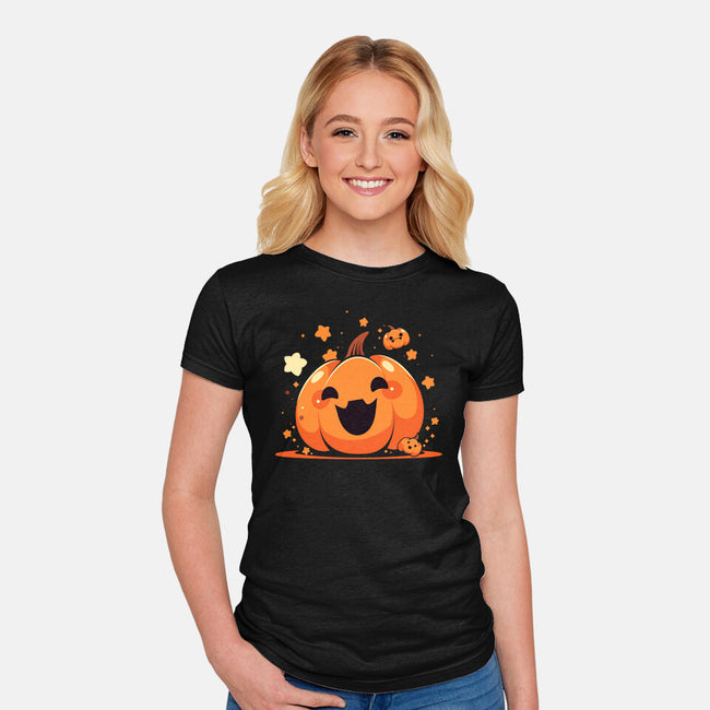 Kawaii Pumpkin Halloween-Womens-Fitted-Tee-neverbluetshirts