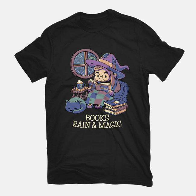 Books Rain And Magic-Womens-Basic-Tee-Geekydog