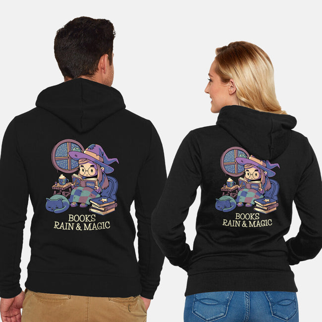 Books Rain And Magic-Unisex-Zip-Up-Sweatshirt-Geekydog