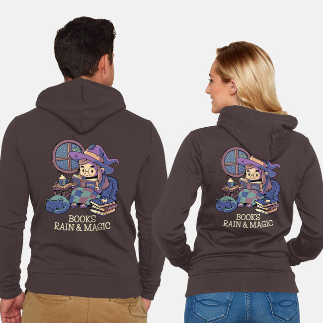 Books Rain And Magic-Unisex-Zip-Up-Sweatshirt-Geekydog