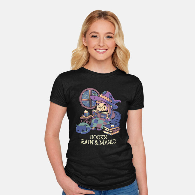 Books Rain And Magic-Womens-Fitted-Tee-Geekydog