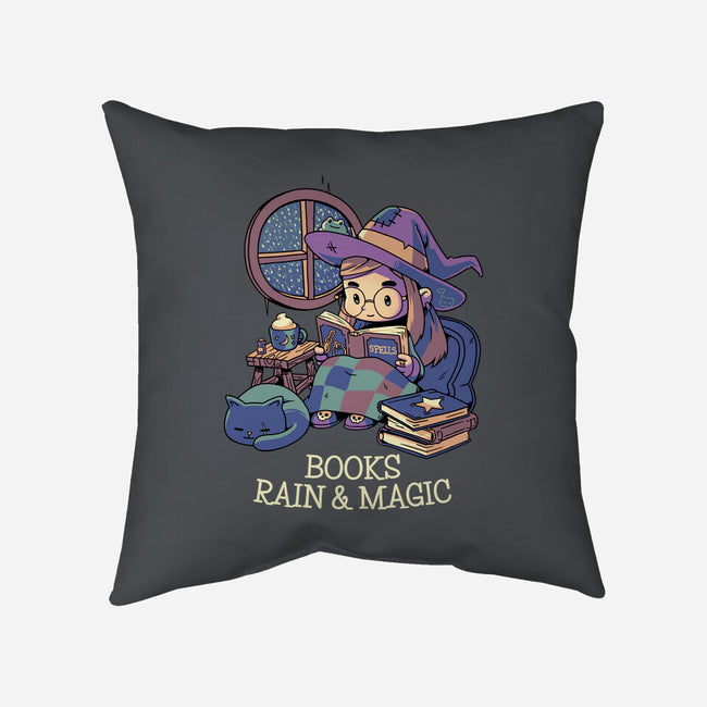 Books Rain And Magic-None-Removable Cover-Throw Pillow-Geekydog