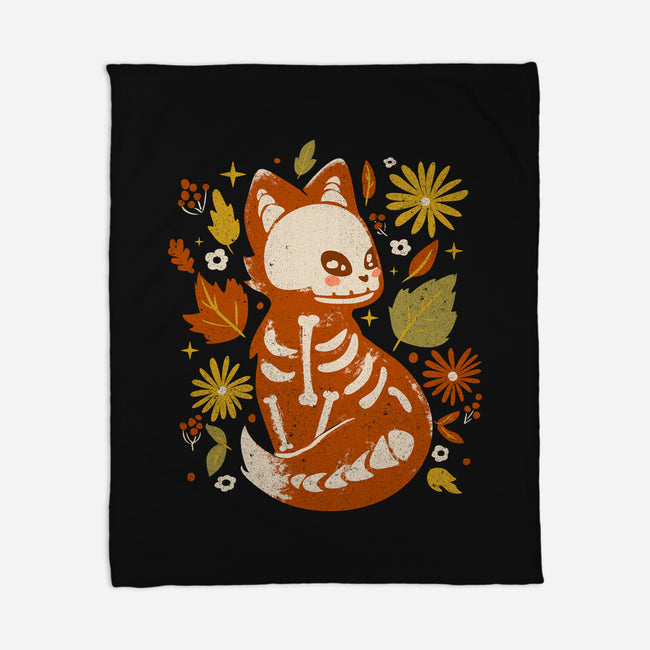 Fox Skeleton-None-Fleece-Blanket-IKILO