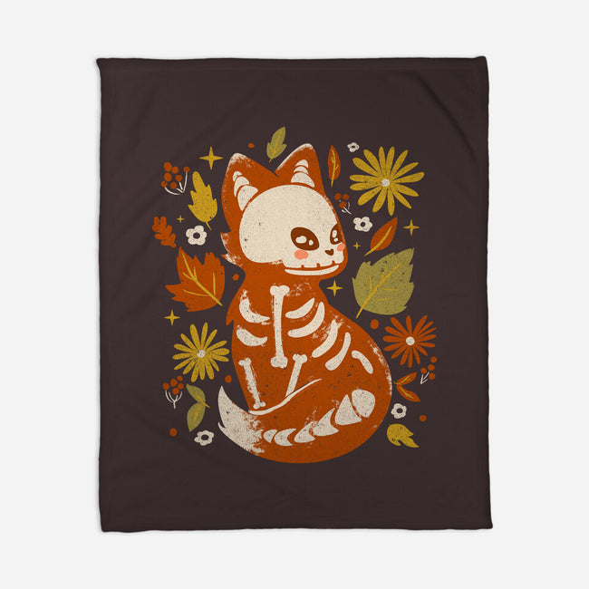 Fox Skeleton-None-Fleece-Blanket-IKILO