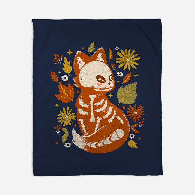 Fox Skeleton-None-Fleece-Blanket-IKILO