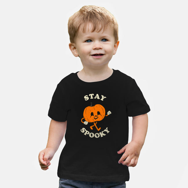 Stay Spooky Pumpkin-Baby-Basic-Tee-zachterrelldraws