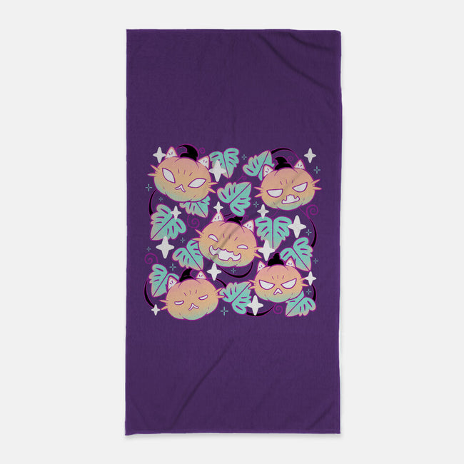 Pumpkin Cat Garden-None-Beach-Towel-xMorfina