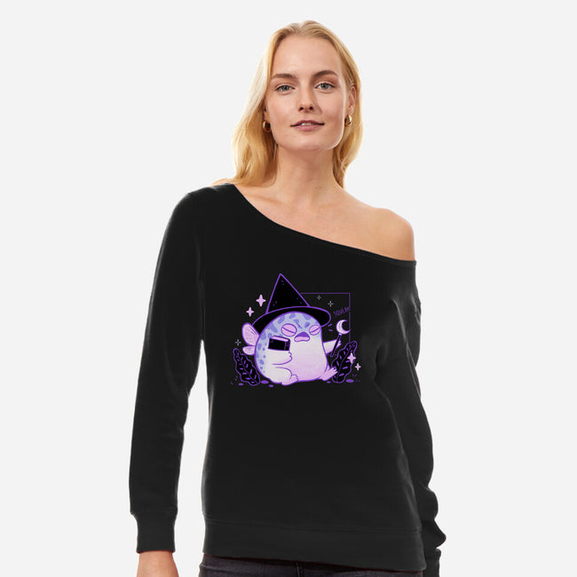 Rain Frog Wizard-Womens-Off Shoulder-Sweatshirt-xMorfina