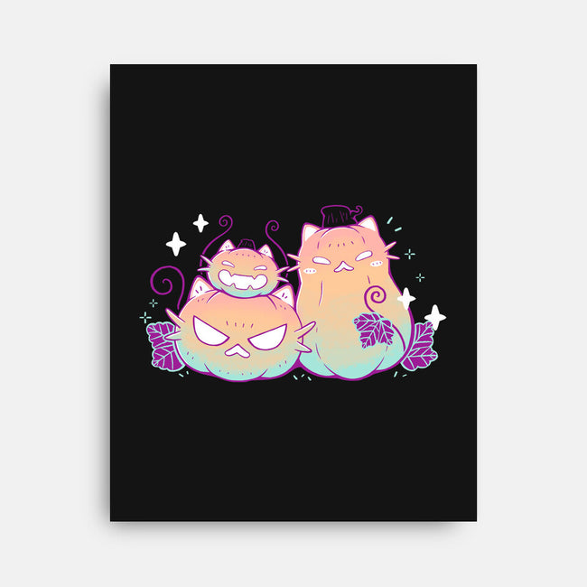 Halloween Pumpkin Cats-None-Stretched-Canvas-xMorfina