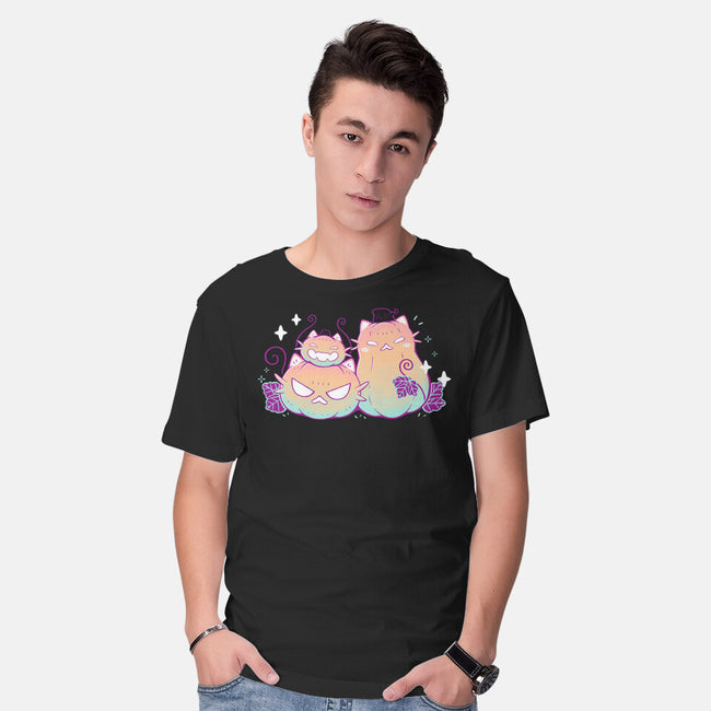 Halloween Pumpkin Cats-Mens-Basic-Tee-xMorfina