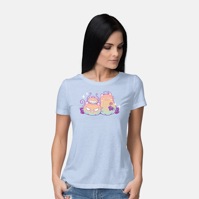 Halloween Pumpkin Cats-Womens-Basic-Tee-xMorfina