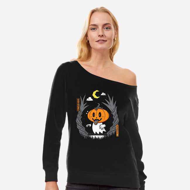 Pumpkin Head Ghost-Womens-Off Shoulder-Sweatshirt-krisren28