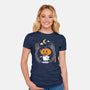 Pumpkin Head Ghost-Womens-Fitted-Tee-krisren28