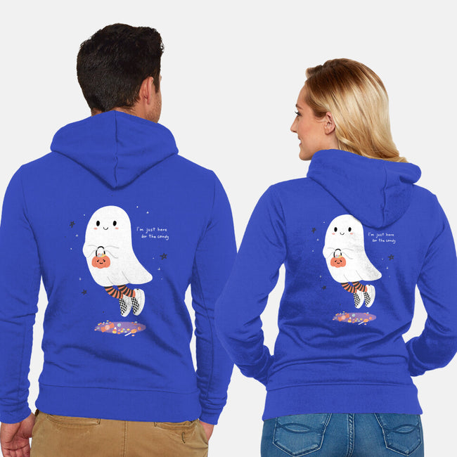 Candy Ghost-Unisex-Zip-Up-Sweatshirt-Paola Locks