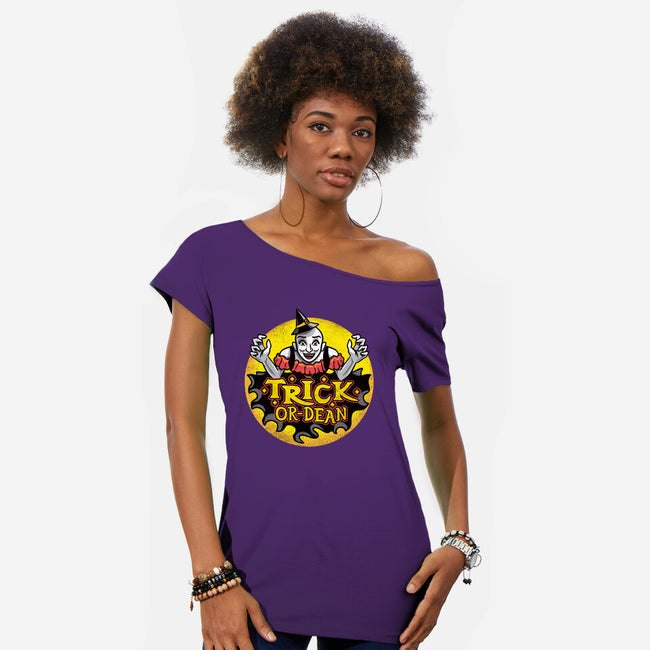 Trick Or Dean-Womens-Off Shoulder-Tee-Aarons Art Room