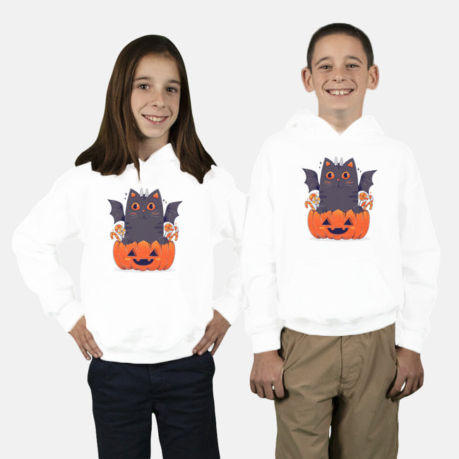 Spooky Cat-Youth-Pullover-Sweatshirt-GODZILLARGE