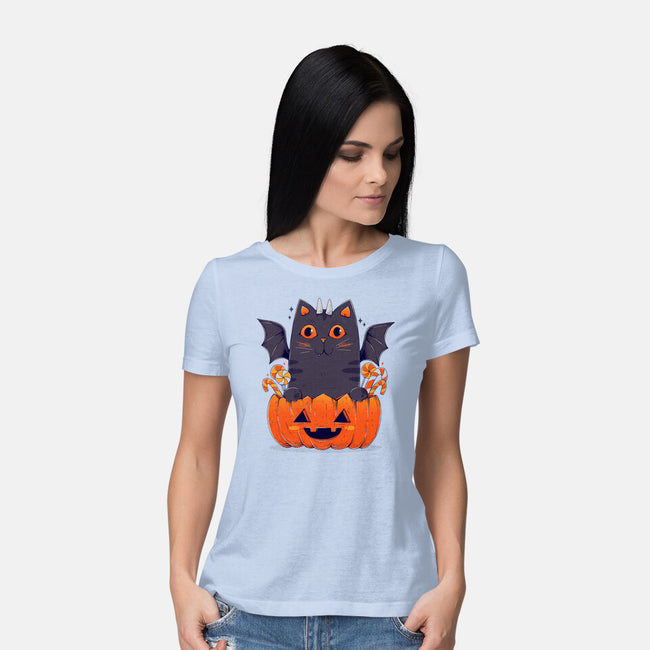 Spooky Cat-Womens-Basic-Tee-GODZILLARGE