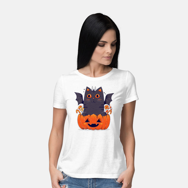 Spooky Cat-Womens-Basic-Tee-GODZILLARGE