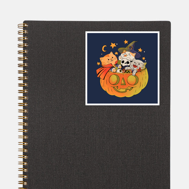 Pumpkin And Cats-None-Glossy-Sticker-ppmid