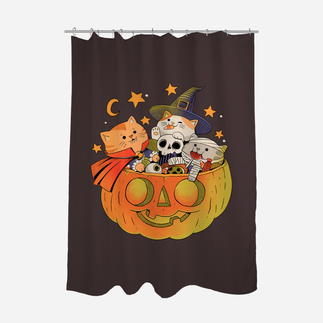 Pumpkin And Cats-None-Polyester-Shower Curtain-ppmid