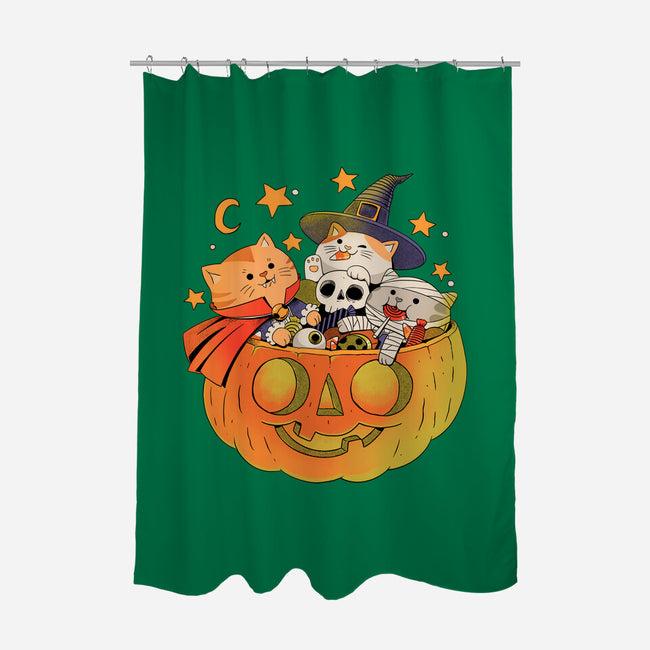 Pumpkin And Cats-None-Polyester-Shower Curtain-ppmid