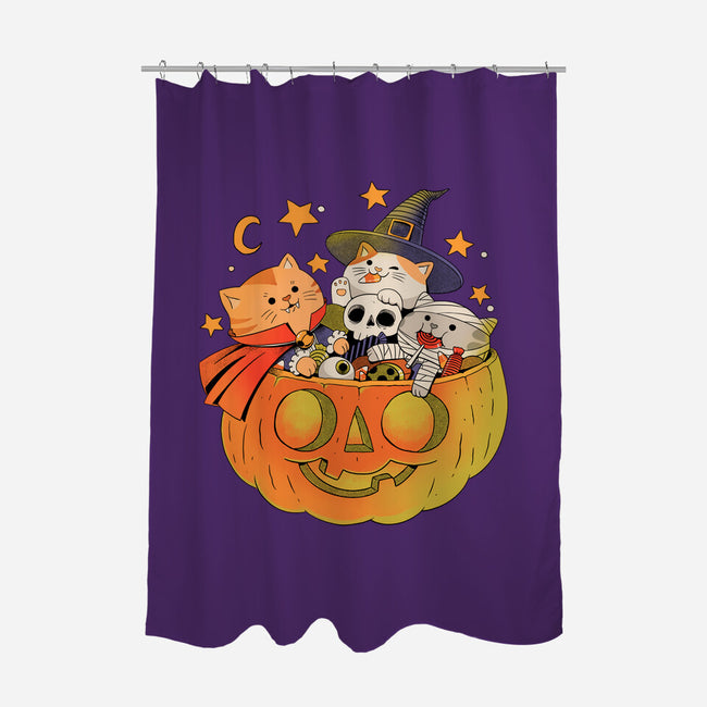 Pumpkin And Cats-None-Polyester-Shower Curtain-ppmid