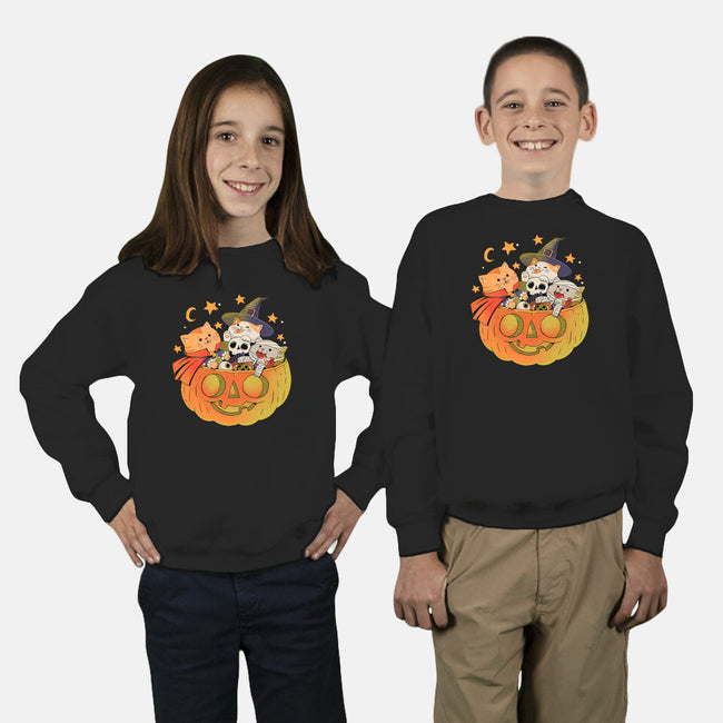 Pumpkin And Cats-Youth-Crew Neck-Sweatshirt-ppmid