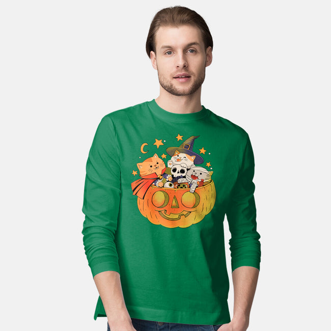 Pumpkin And Cats-Mens-Long Sleeved-Tee-ppmid