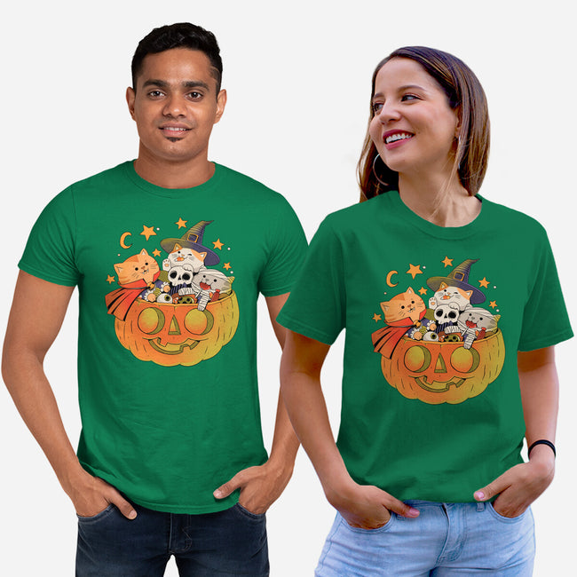 Pumpkin And Cats-Unisex-Basic-Tee-ppmid