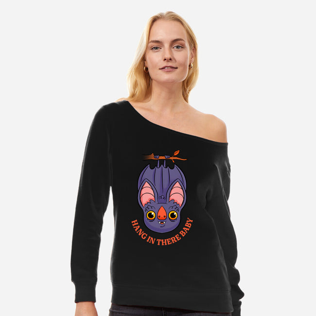 Hang In There Baby Bat-Womens-Off Shoulder-Sweatshirt-ppmid