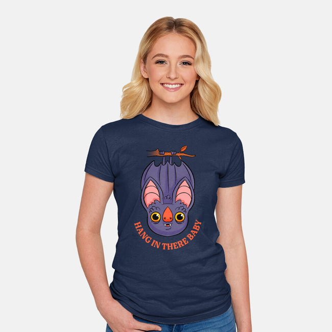 Hang In There Baby Bat-Womens-Fitted-Tee-ppmid