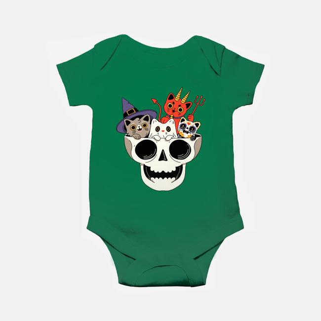 Skull And Spooky Cats-Baby-Basic-Onesie-ppmid