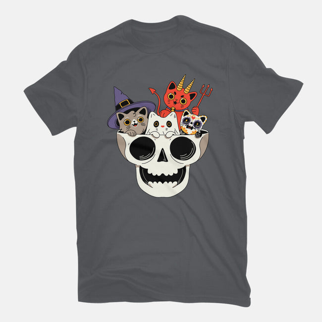 Skull And Spooky Cats-Womens-Basic-Tee-ppmid