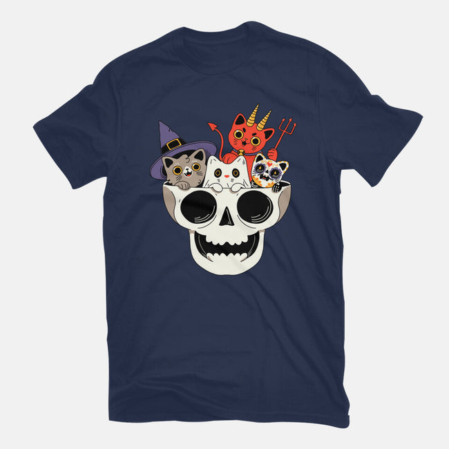 Skull And Spooky Cats-Womens-Basic-Tee-ppmid