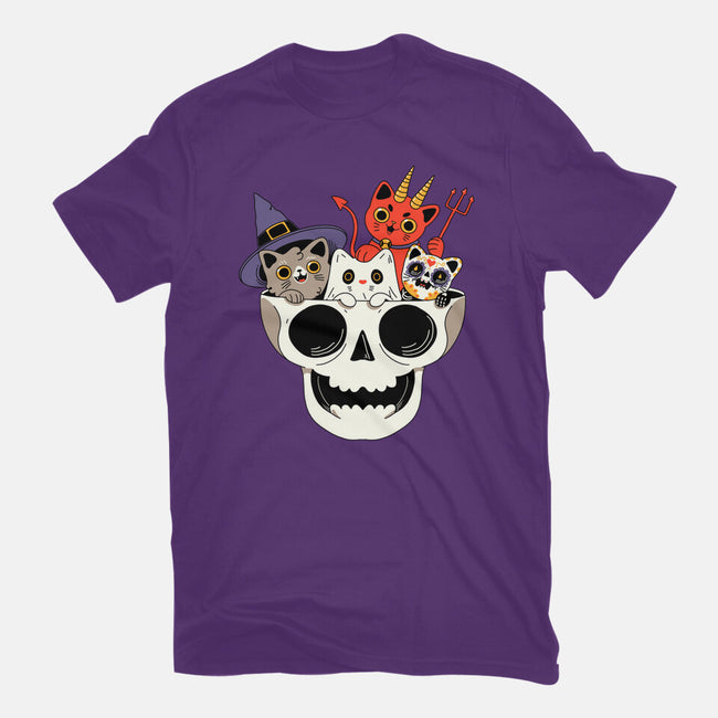 Skull And Spooky Cats-Youth-Basic-Tee-ppmid